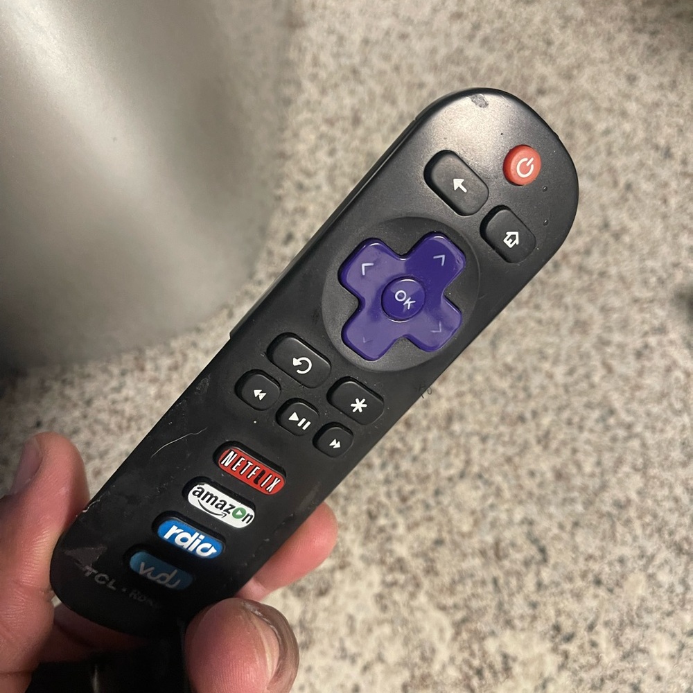 TCL Black Remote with Purple Navigation